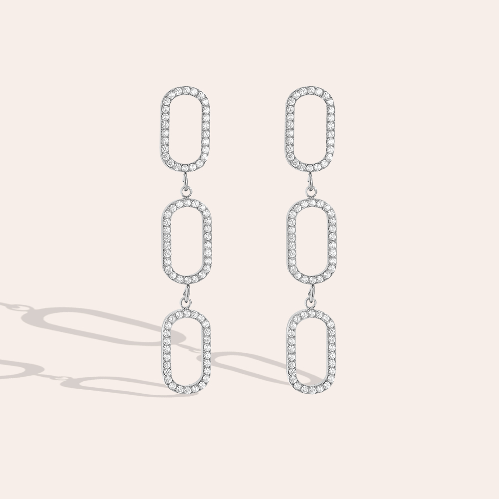 0.8*4.5cm Three Diamond Ovals Edelstahl Ohrringe       