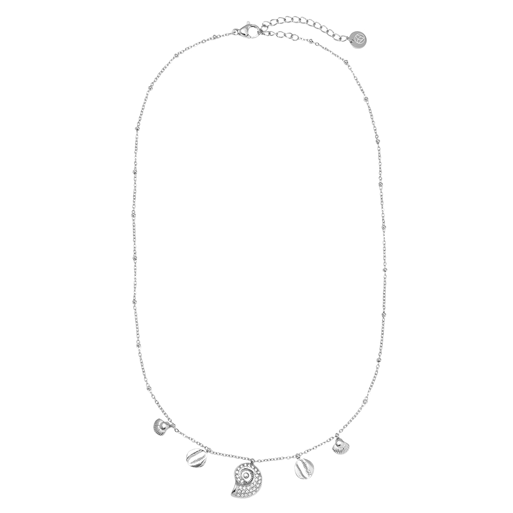 40cm Strass Schnecke und kleine Muschel Edelstahl Halskette 