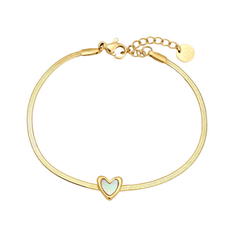 17cm Shell Heart Edelstahl Armband   