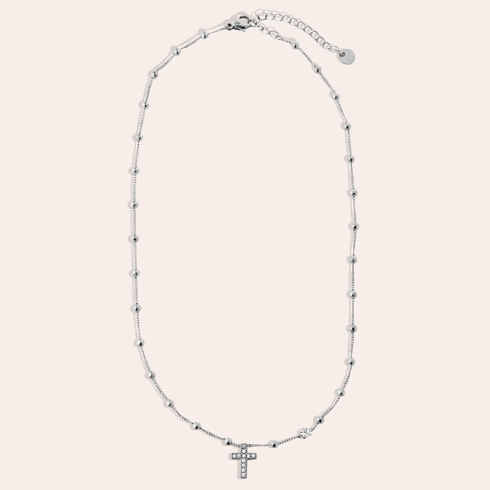40cm Diamond Cross And Dots Edelstahl Halskette 40cm Diamond Cross And Dots Edelstahl Halskette