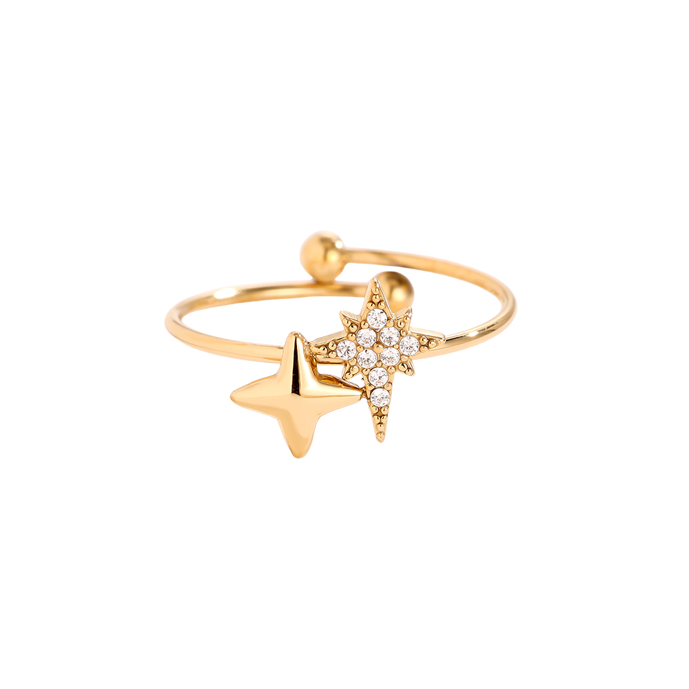 Edelstahl Ring Two Sharp Stars