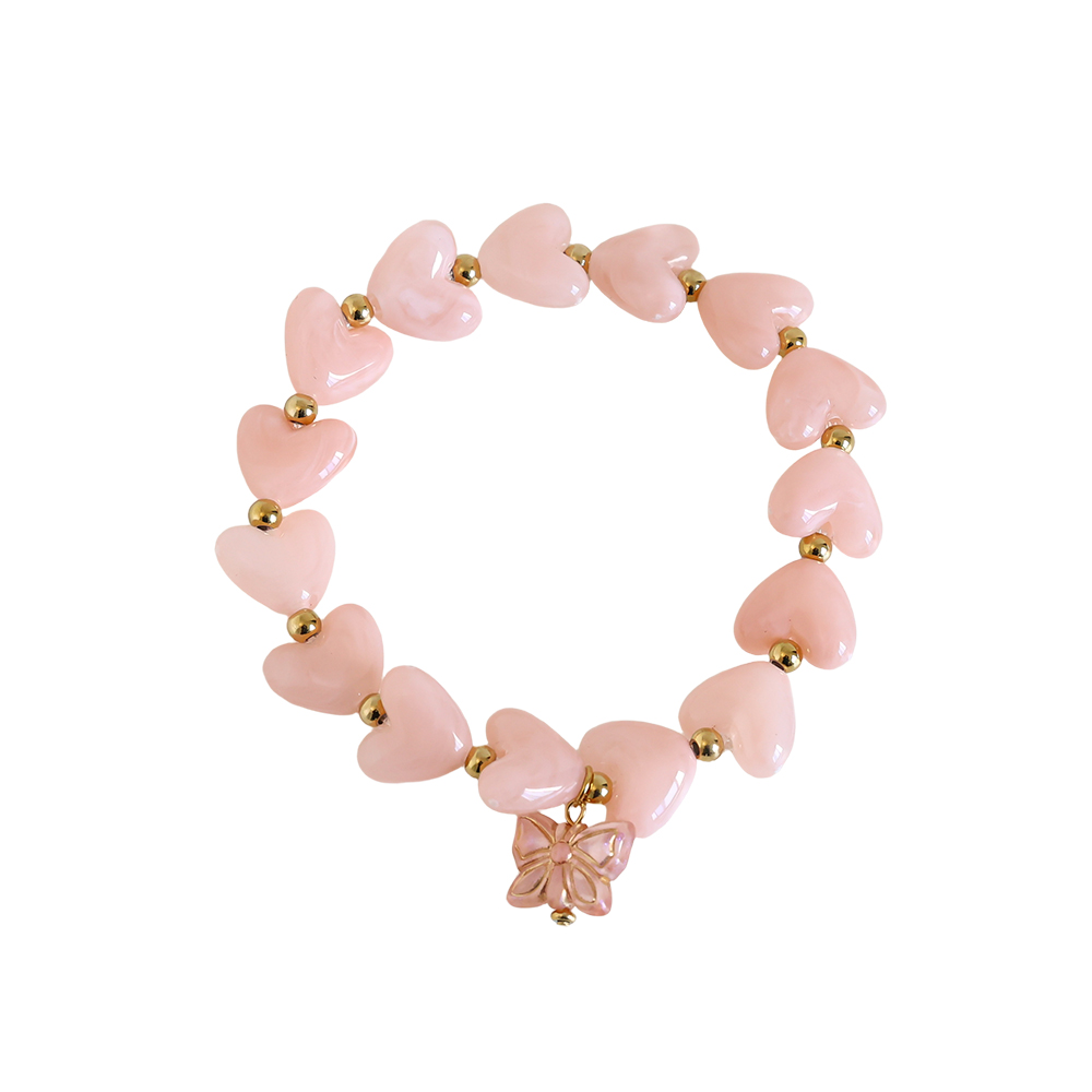 20cm Elastic Acrylic Heart Chian With Pendant Edelstahl Armkette      