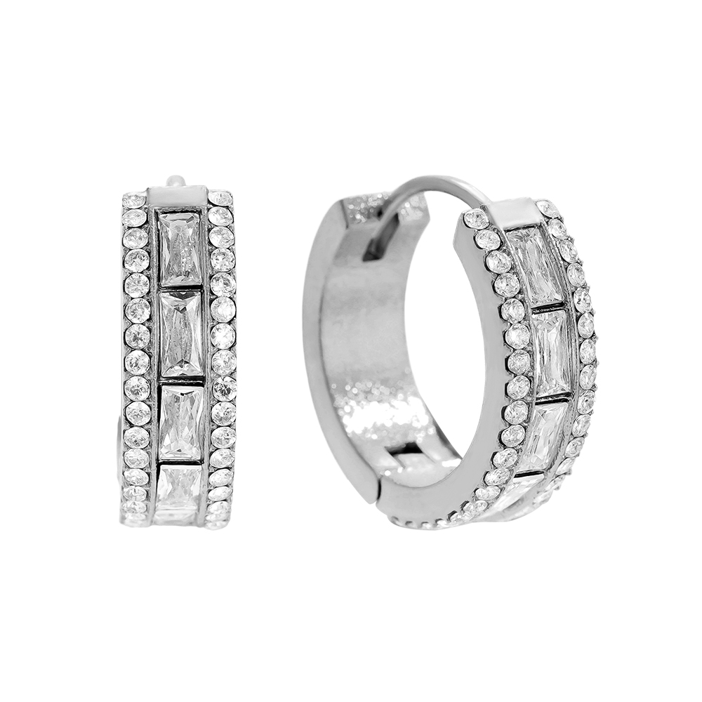 14mm Diamond Vintage Hoop Edelstahl Ohrringe    