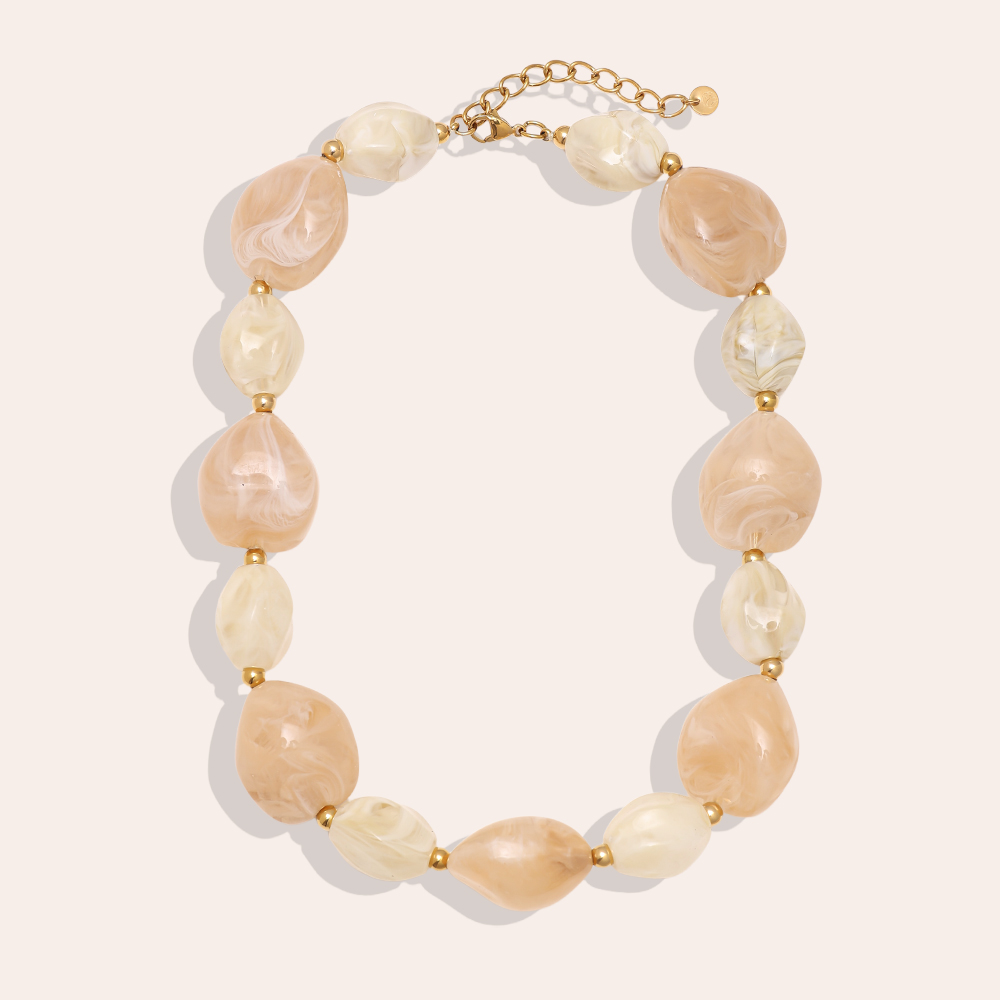 42cm Resin Stone Edelstahl Halskette     