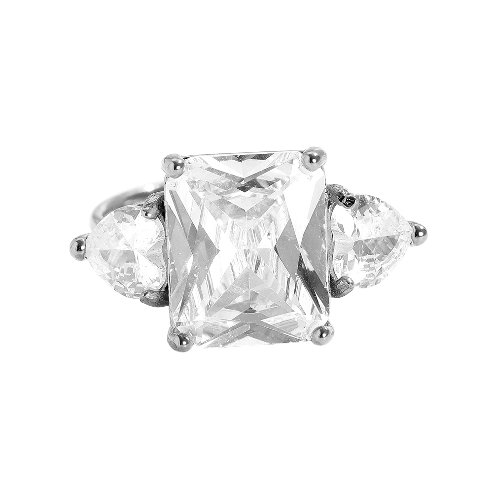 Big Cube And Hearts Diamond Edelstahl Ring   