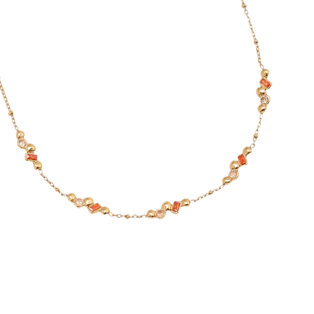 42cm Nice Diamond With Deco Edelstahl Halskette     