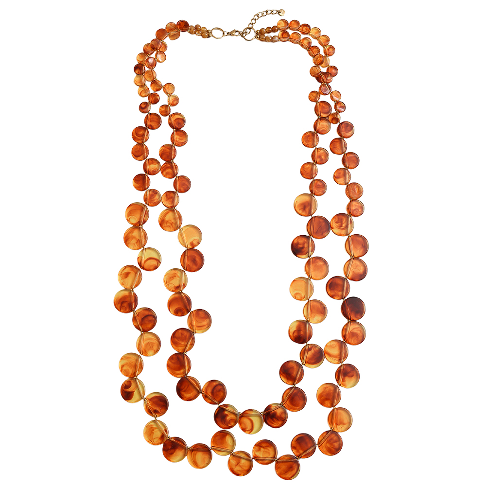 96cm zweilagige Acrylscheibenkette Edelstahl Halskette    