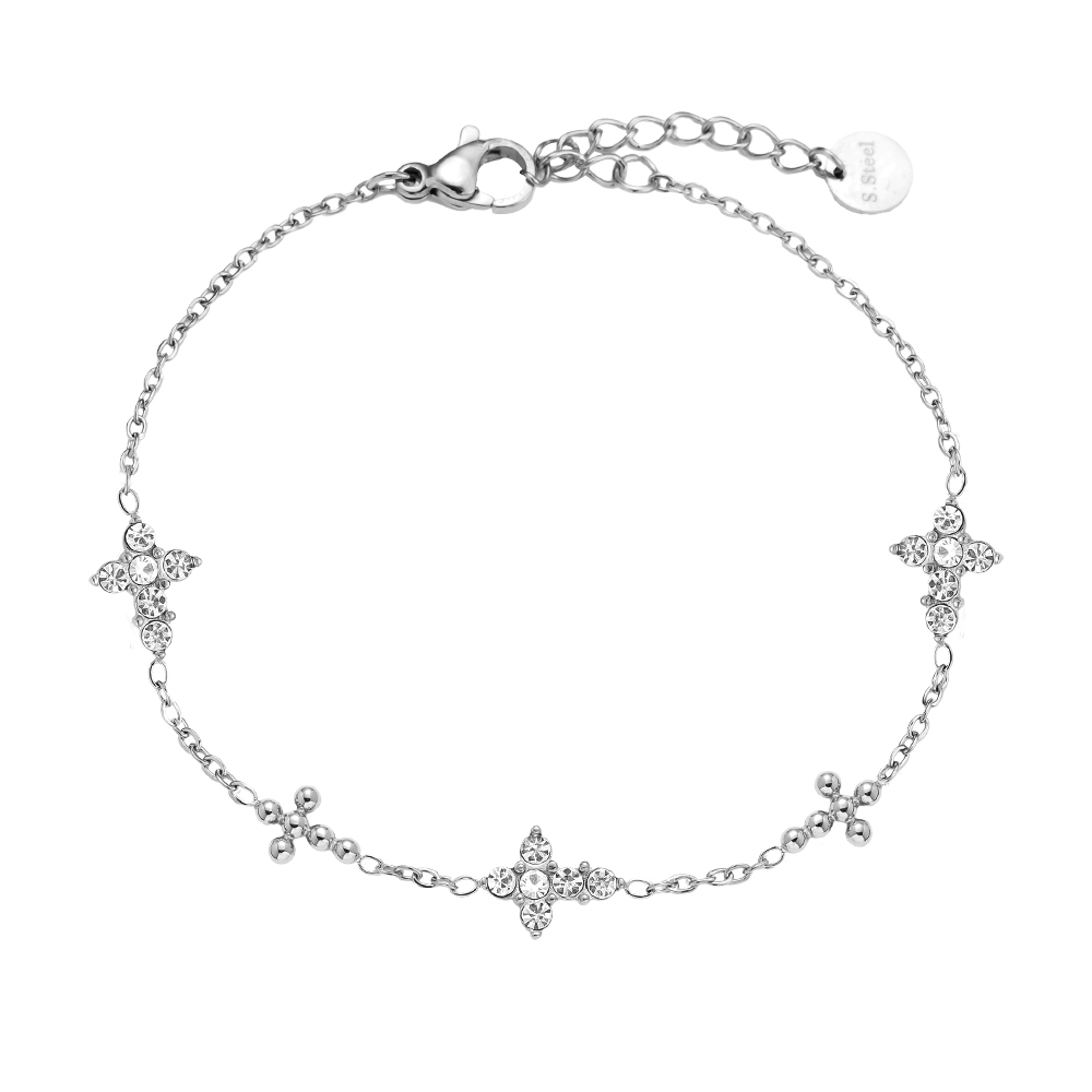 17cm Diamond Dots Cross Edelstahl Armband    