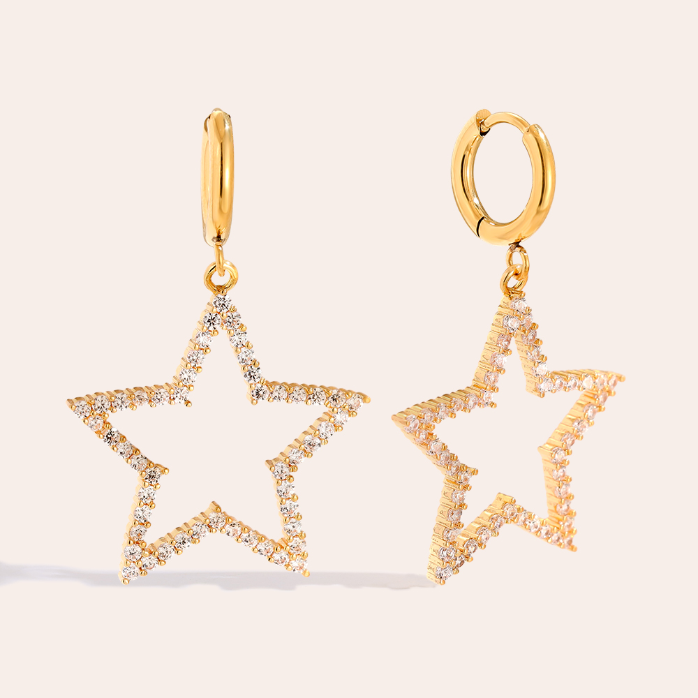 40mm Diamond Star Edelstahl Ohrringe