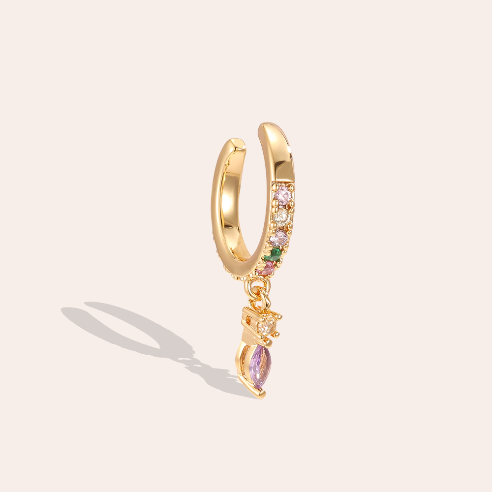 Vergoldete Ear-cuffs 14mm Zirkonia  Kleine Tropfenformiger 