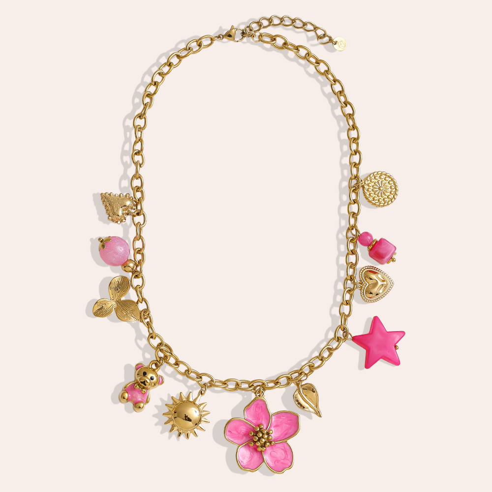 42cm Resin Blumen Sonne Anhänger Edelstahl Halskette