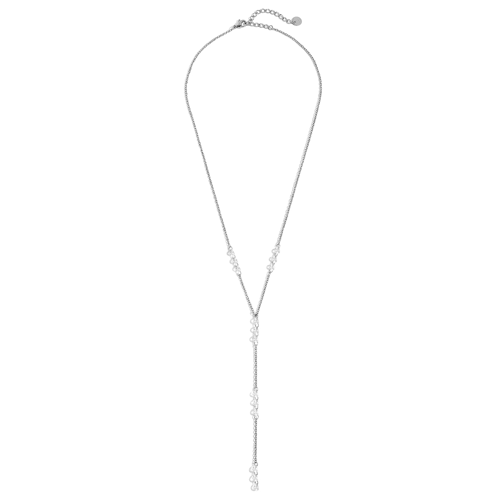 Edelstahl Halskette 41cm tropfenförmige Zirkonia