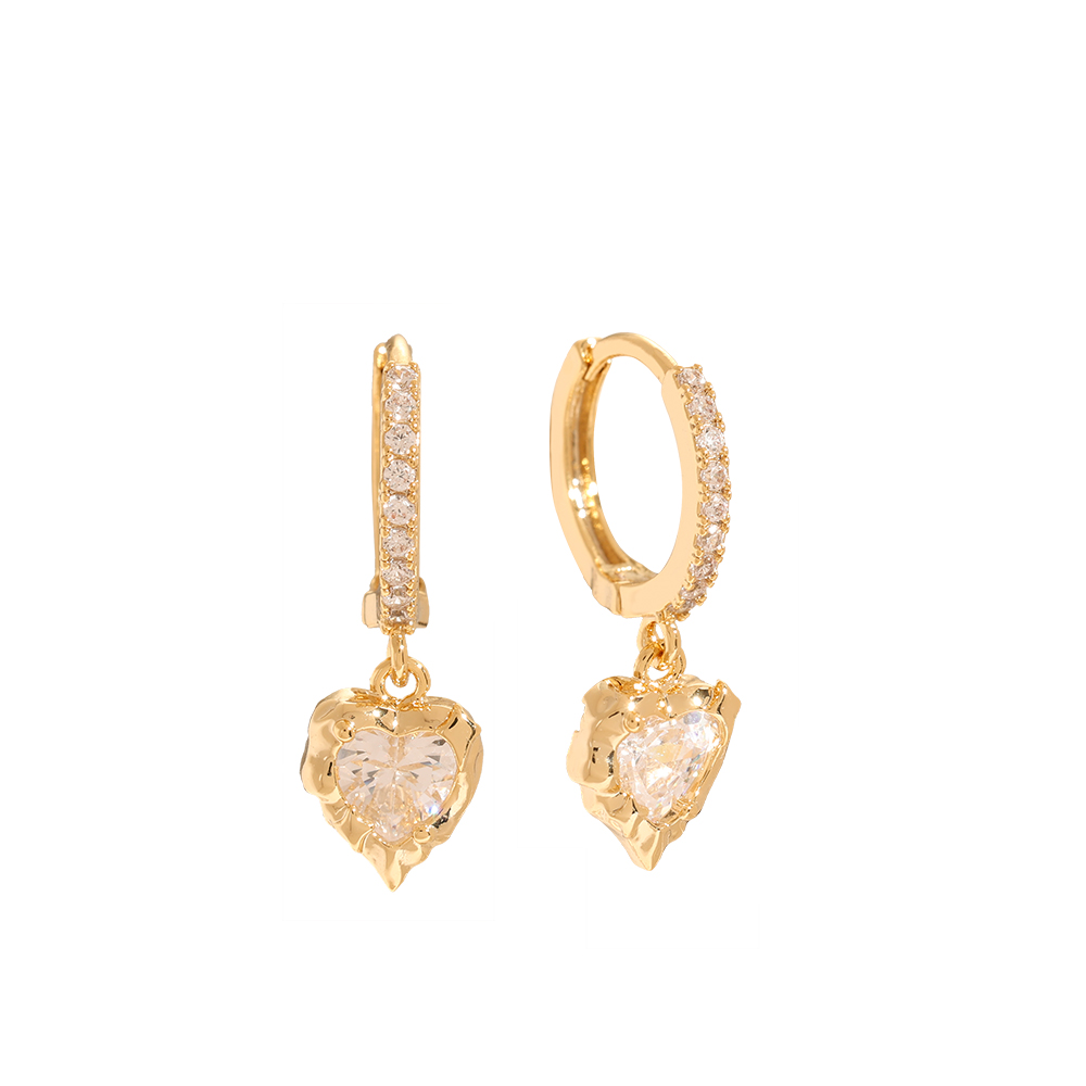 Vintage Diamond Heart Vergoldete Ohrringe 