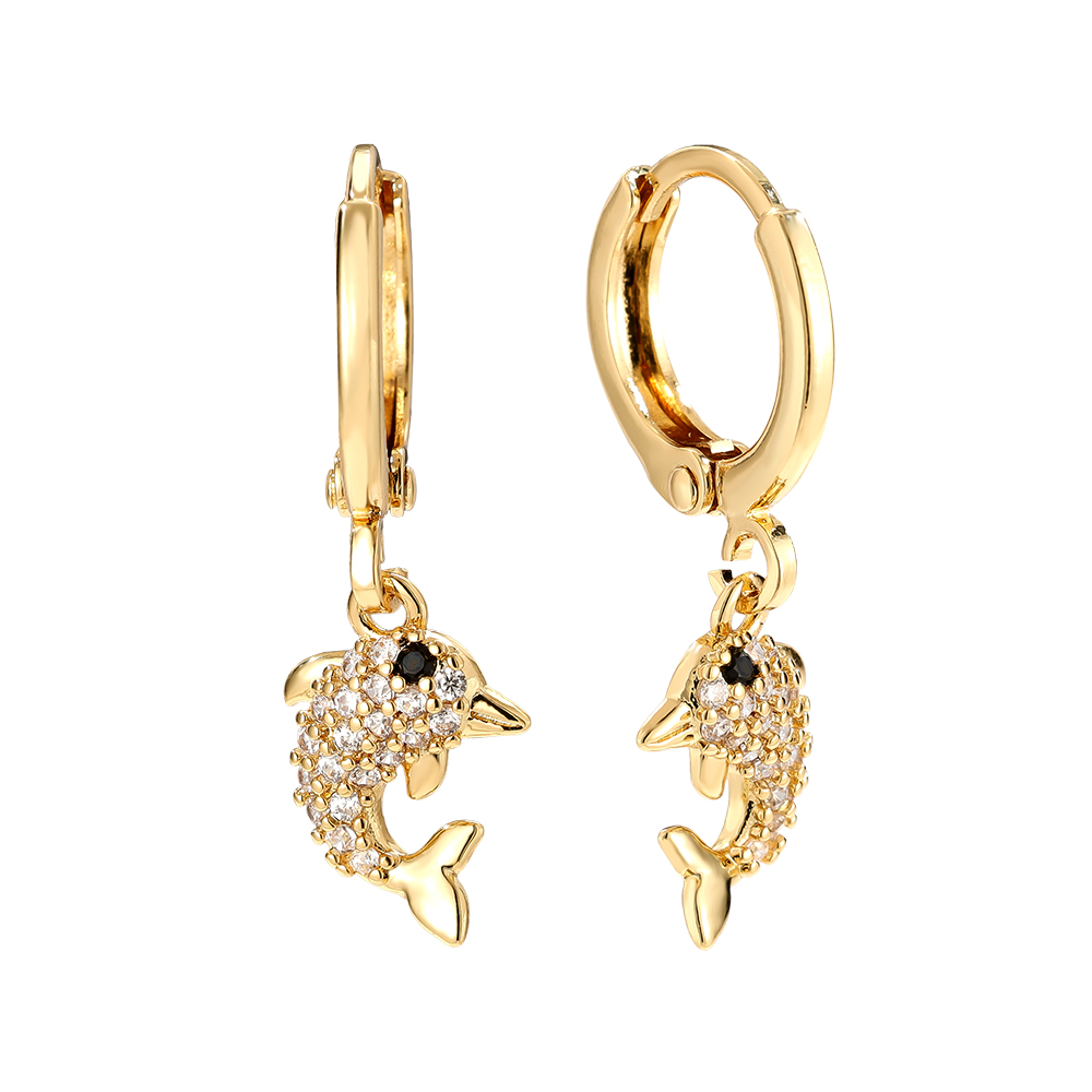 25mm Cute Dolphin Diamond Vergoldete Ohrringe