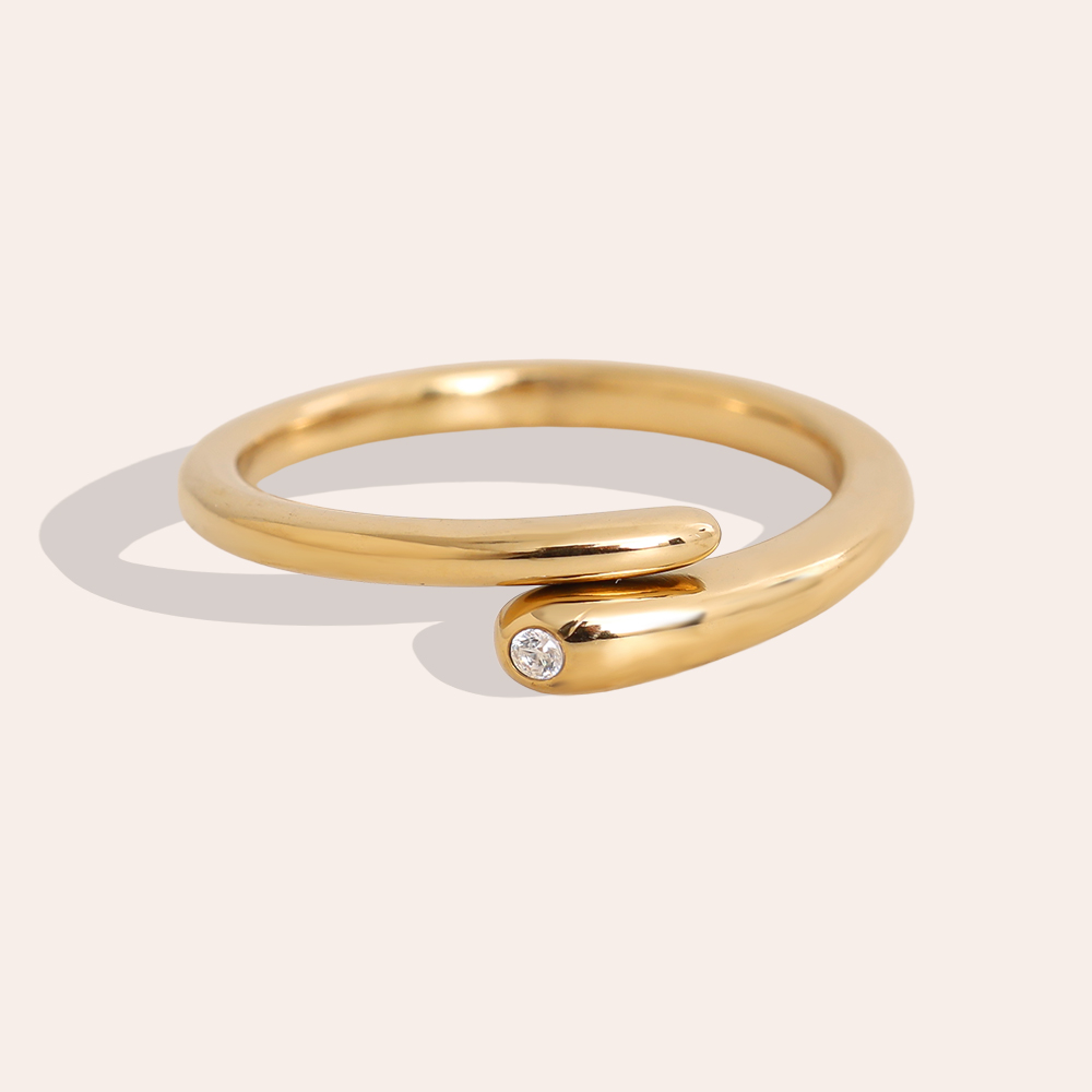 Verstellbarer Feiner Zirkonia Edelstahl Ring