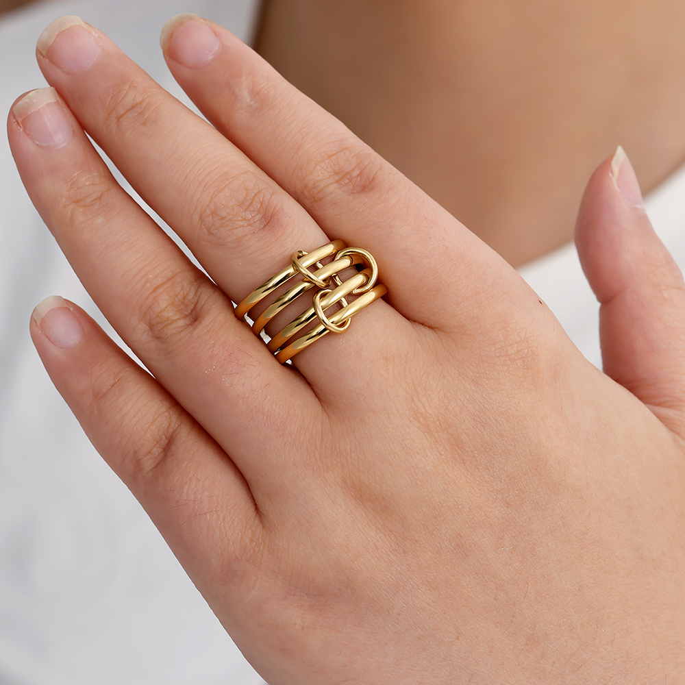 Simple Four Layer Ring Set Edelstahl Ring            