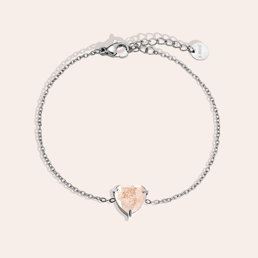 16cm Multi Color Diamond Heart Edelstahl Armband
