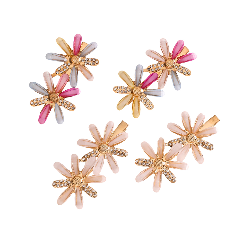 7cm 8 Stk. bunte Blumen Haarklammer Set 