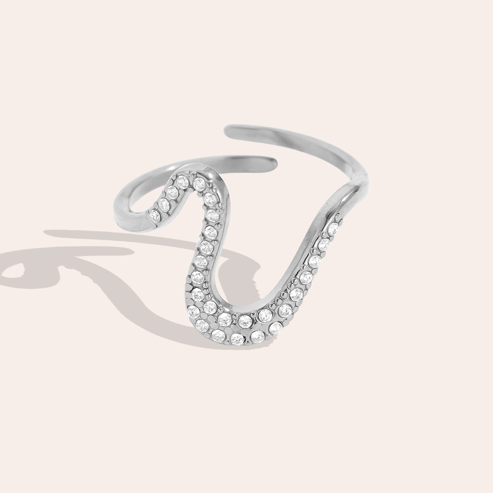 S Diamond Edelstahl Ring      