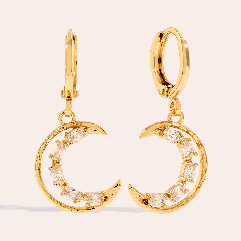 31mm Halfmoon Diamond Vergoldete Ohrringe