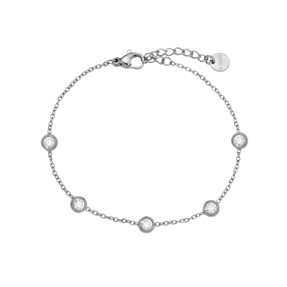 17cm Five Diamond Dots Edelstahl Armkette       