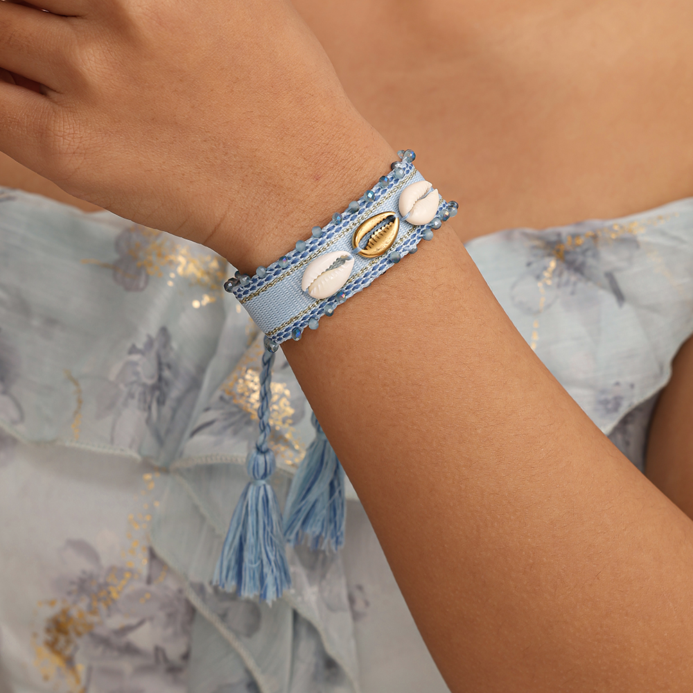 Muschel auf einem Polyesterbeutel Edelstahl Armband