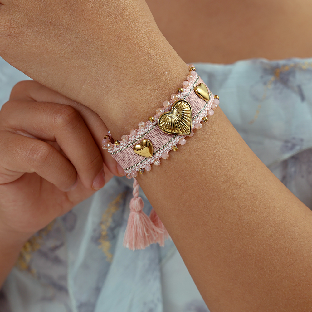 Herz auf einem Polyesterbeutel Edelstahl Armband   