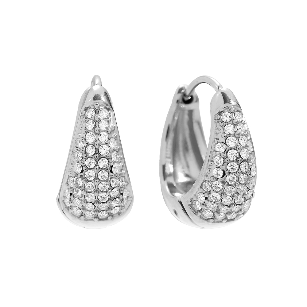 10mm Diamond Drop Hoop Edelstahl Ohrringe     