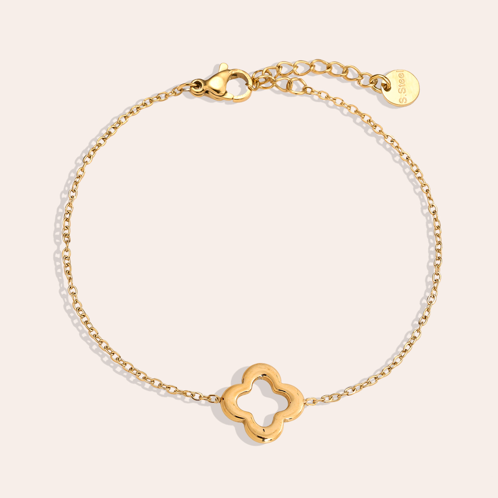 16cm Kleeblatt Edelstahl Armband 