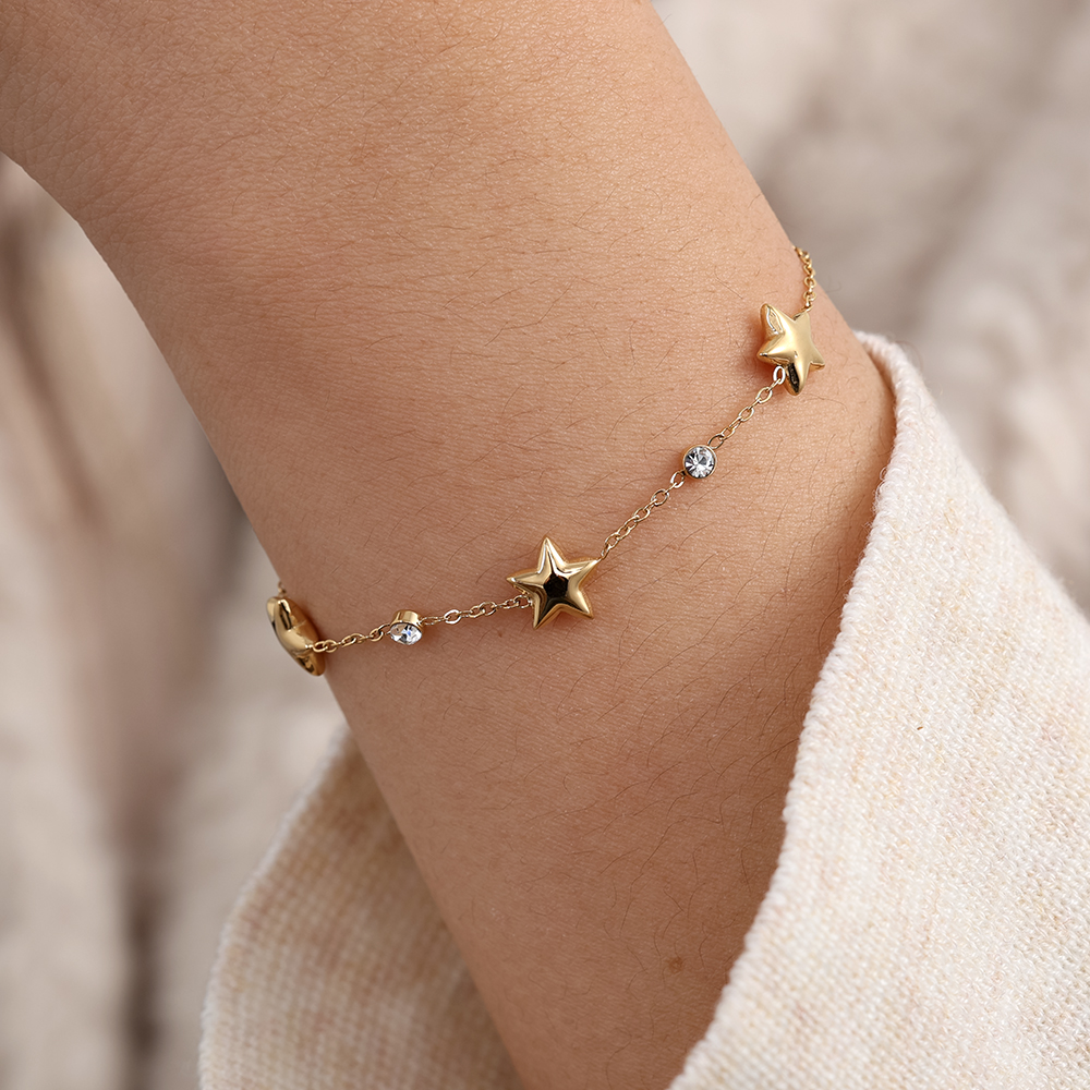 16cm Mini Star Diamond Edelstahl Armband