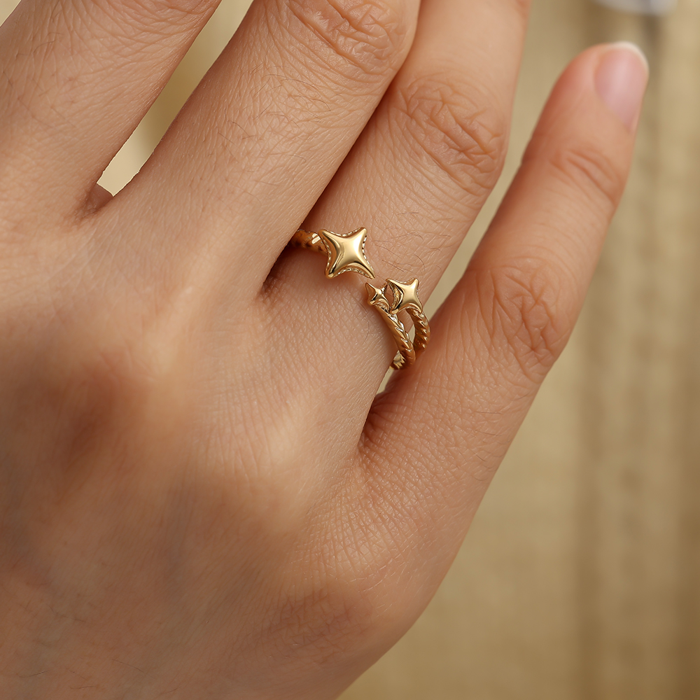 Falling Star Edelstahl Ring   