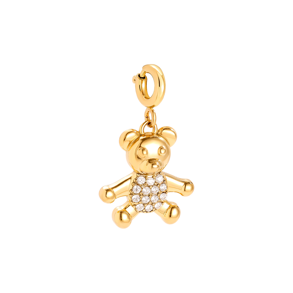 15.5mm Spring Clasp Nice Diamond Bear Edelstahl Pendant   