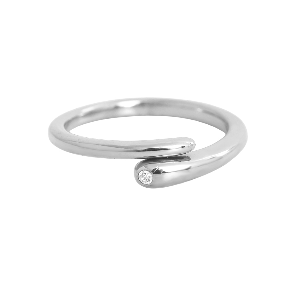 Verstellbarer Feiner Zirkonia Edelstahl Ring