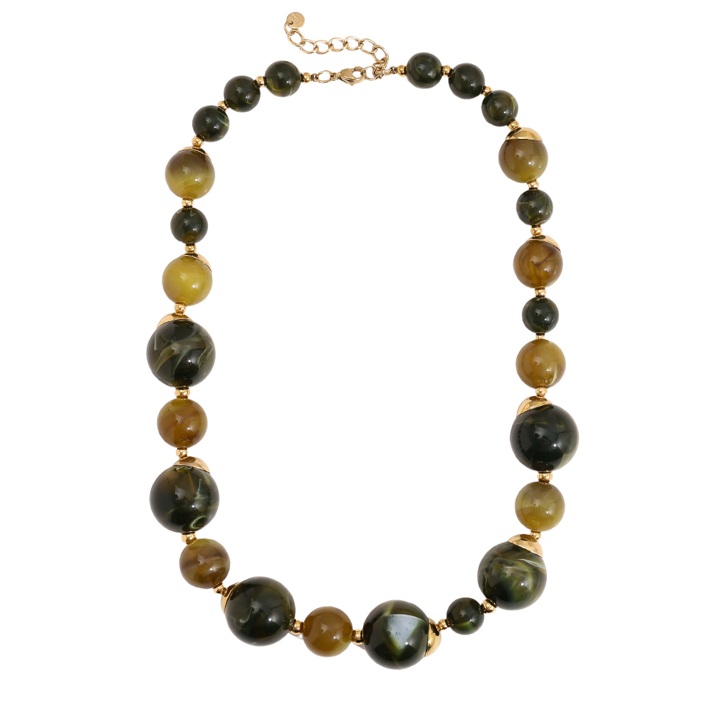 49cm Nice Resin Balls Edelstahl Halsketten  