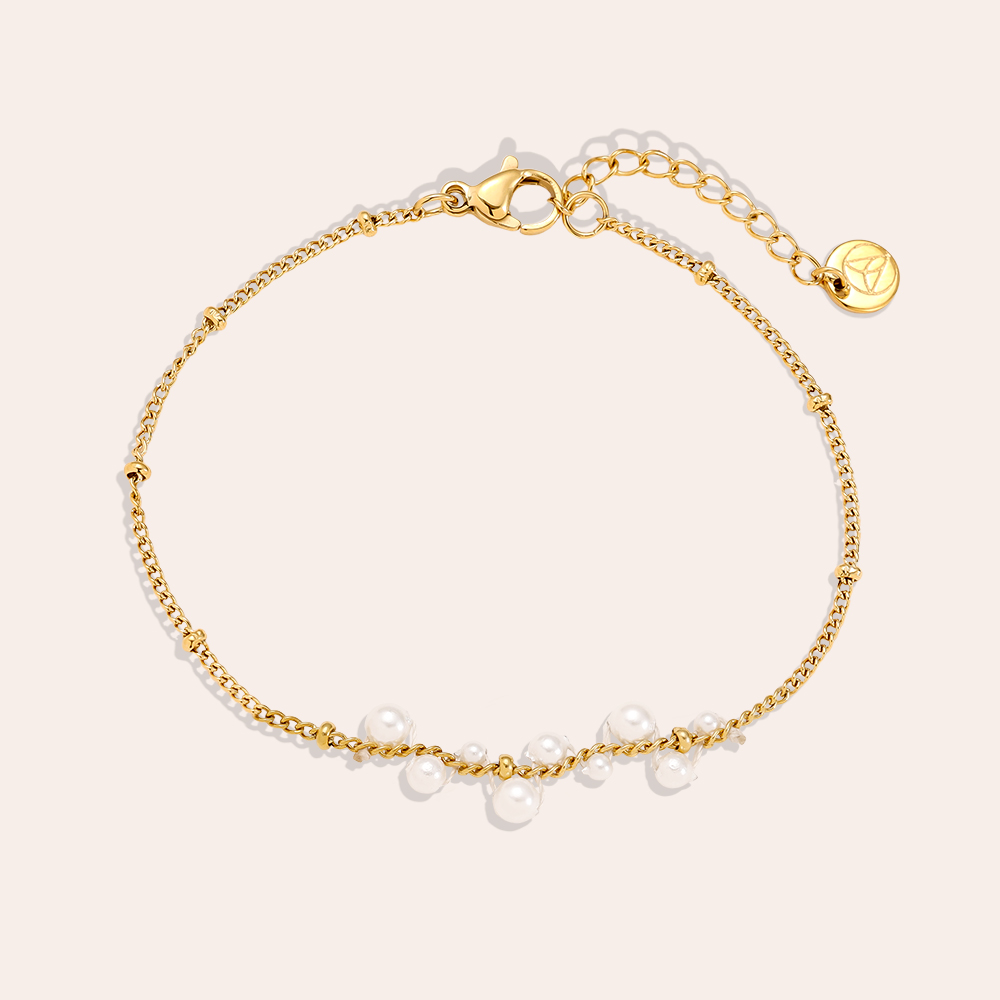 17cm Pearl Dots Edelstahl Armband   