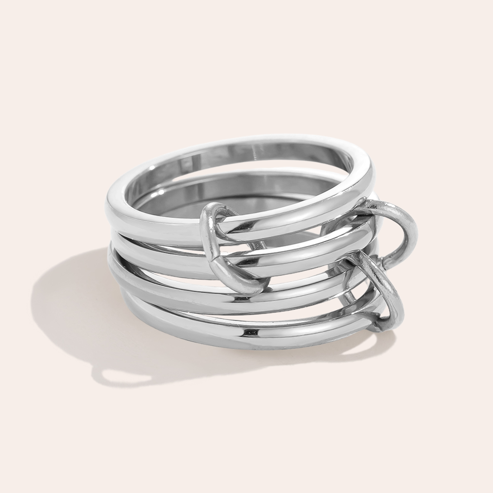 Simple Four Layer Ring Set Edelstahl Ring            