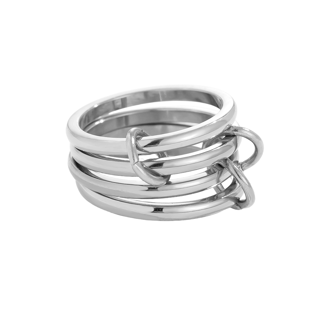Simple Four Layer Ring Set Edelstahl Ring            
