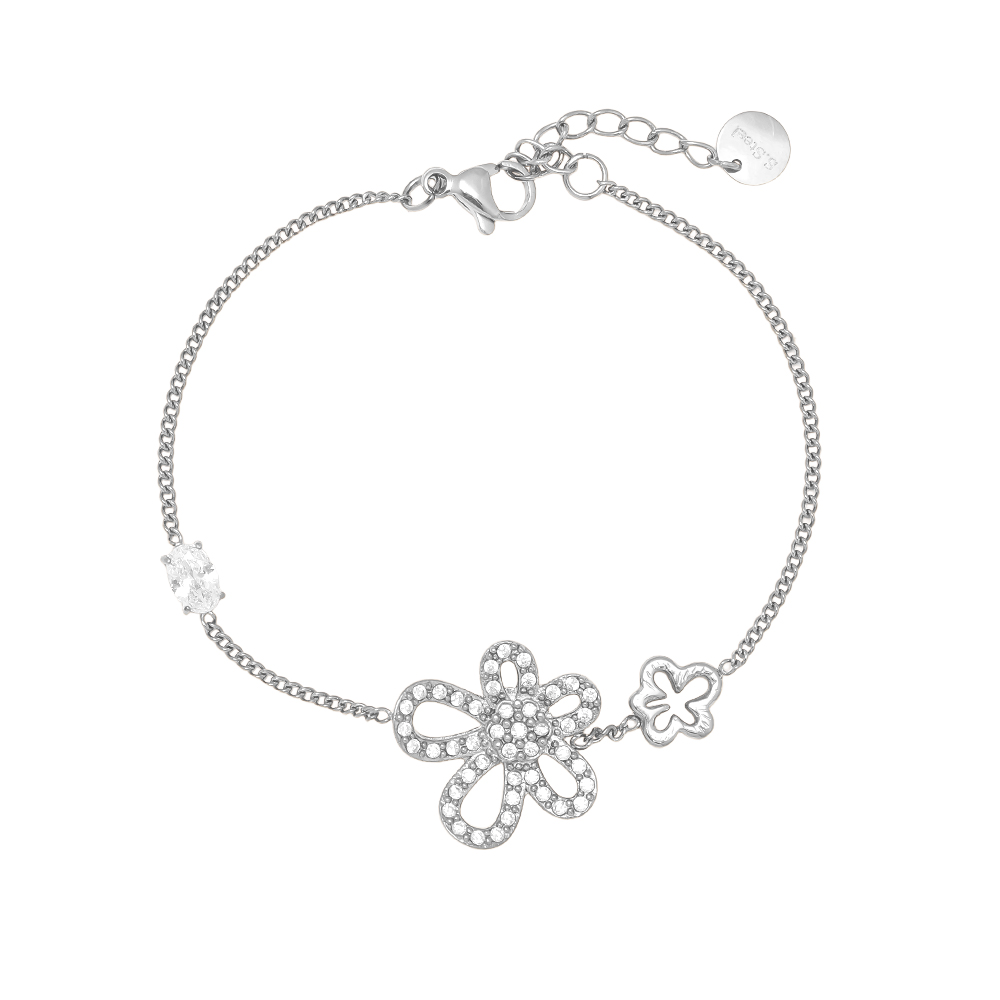 17cm Cool Diamond Flower Edelstahl Armkette  