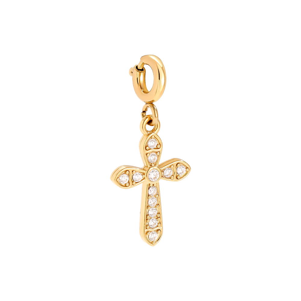 1.7cm Spring Clasp Diamond Cross Edelstahl Pendant       