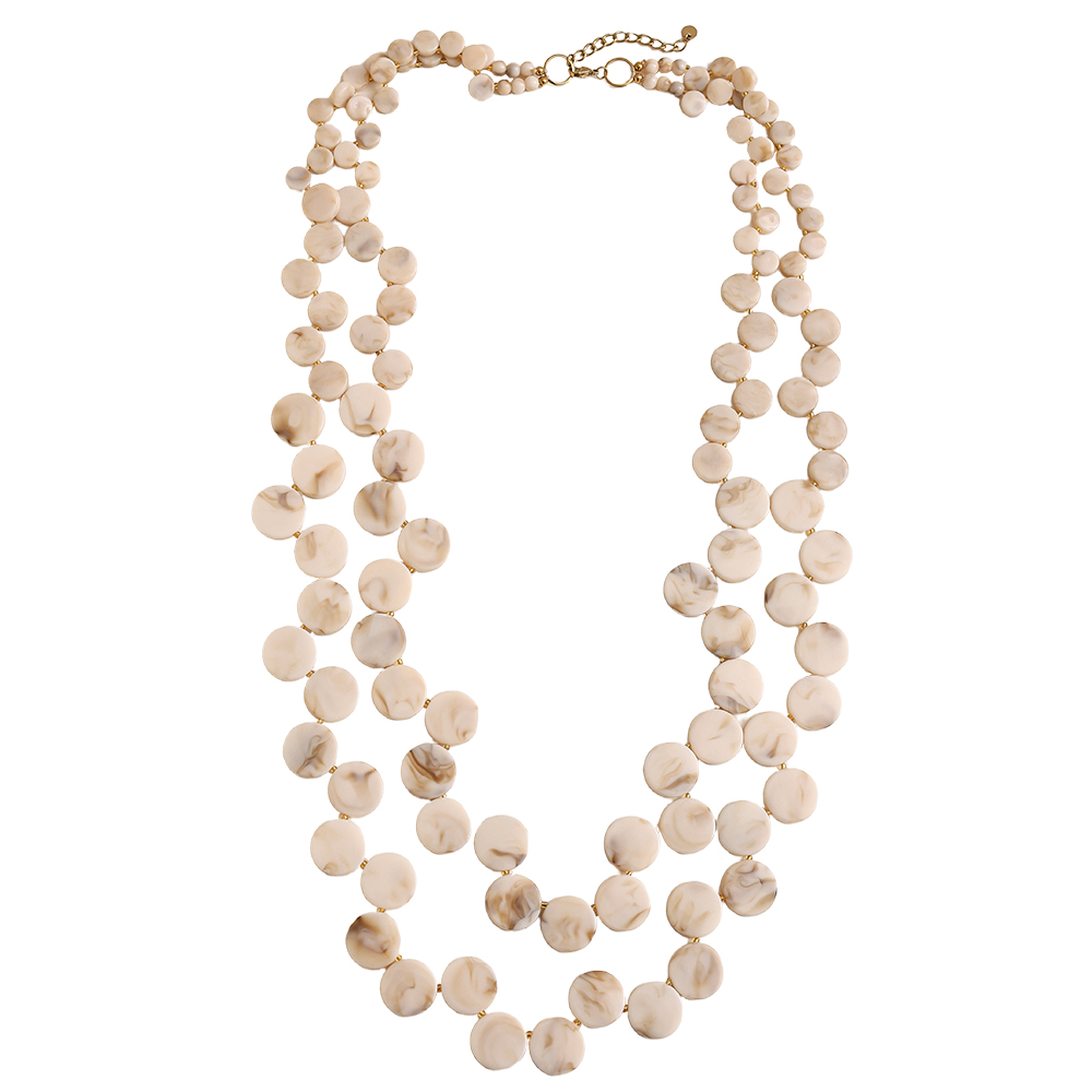 96cm zweilagige Acrylscheibenkette Edelstahl Halskette    