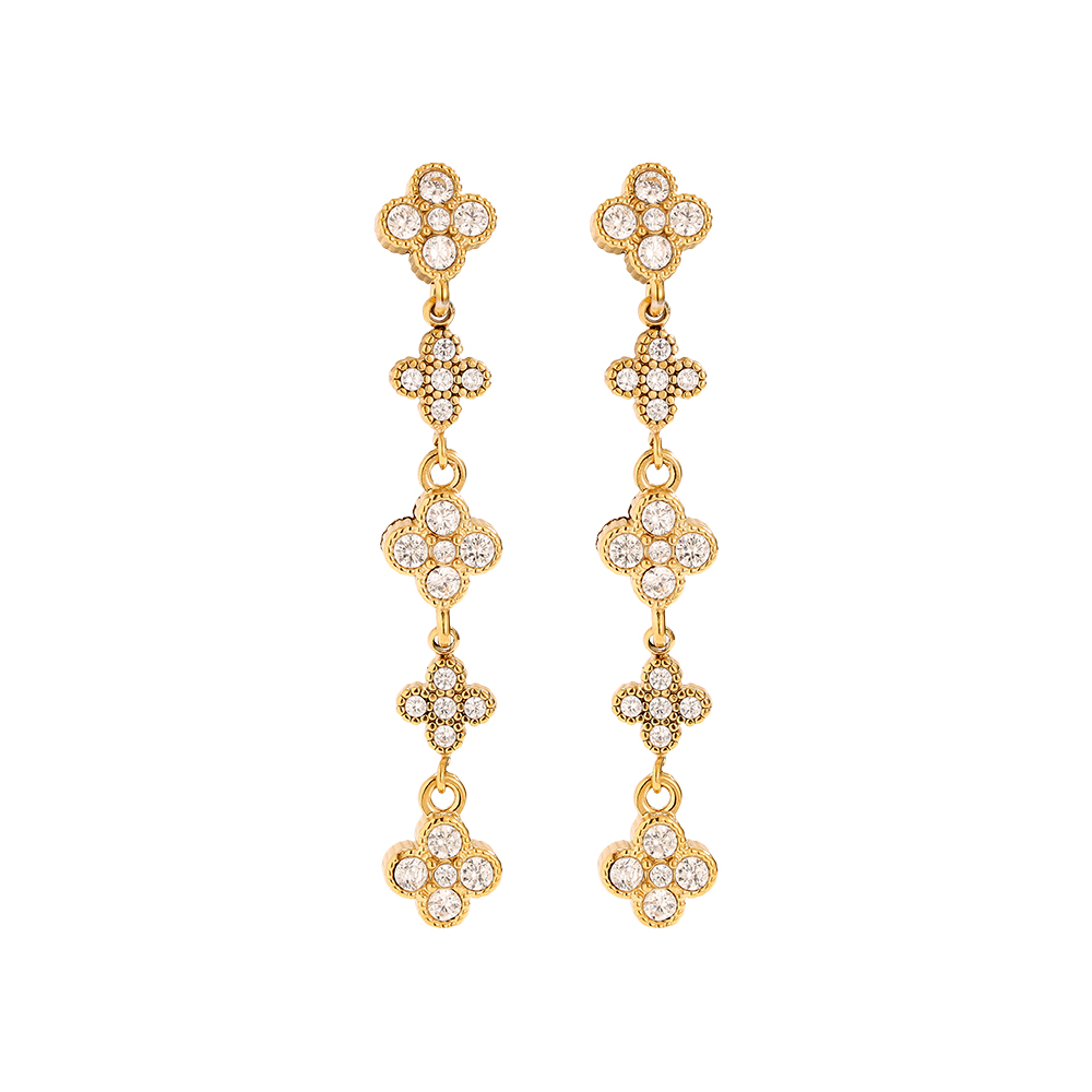 4.5cm Diamond Flower Chain Edelstahl Ohrringe      