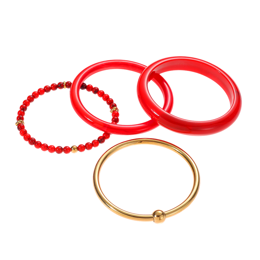 Edelstahl Armreif Set 6.5cm Breite 4er Acryl 