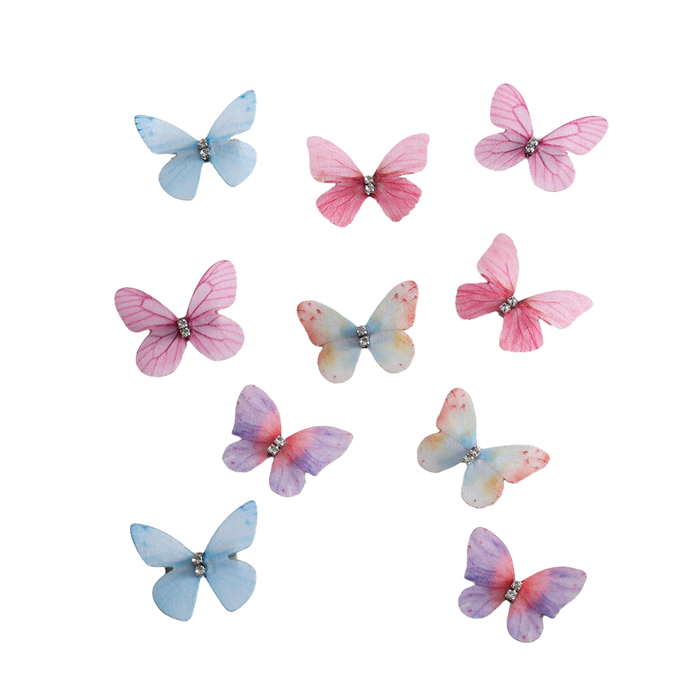 3cm 10Stk. buntes Schmetterling Haarklammer Set 