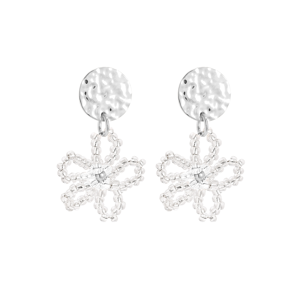 3cm Blume aus kleinen Perlen Edelstahl Ohrringe    