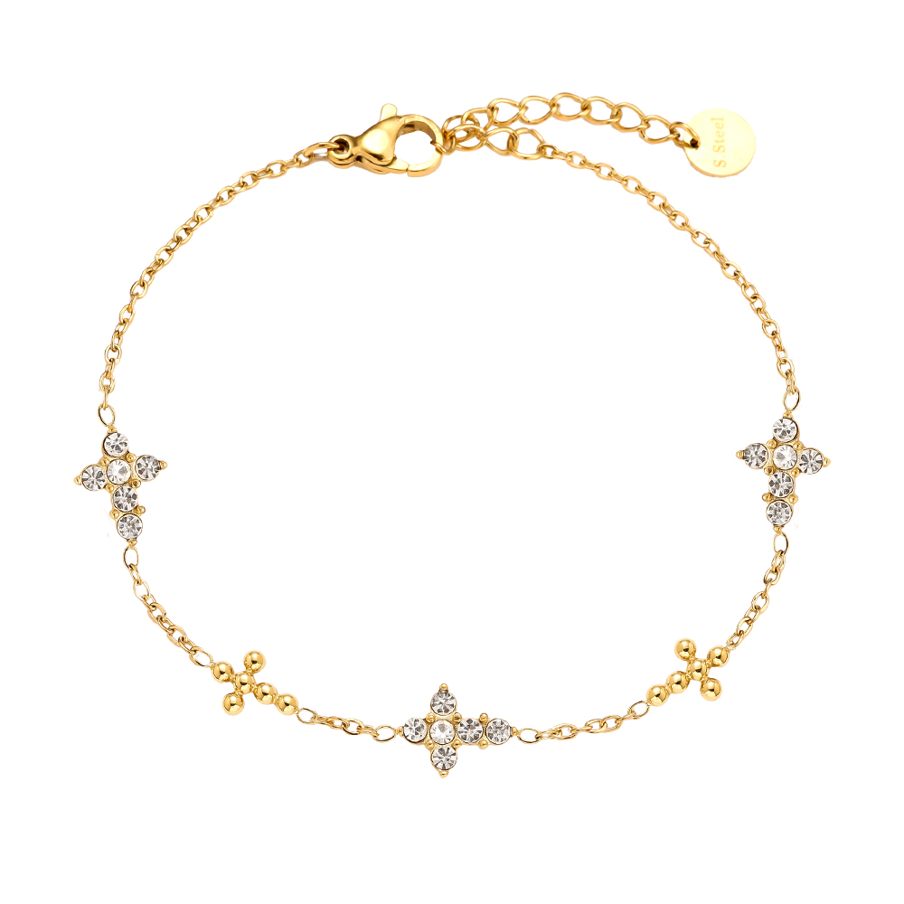 17cm Diamond Dots Cross Edelstahl Armband    