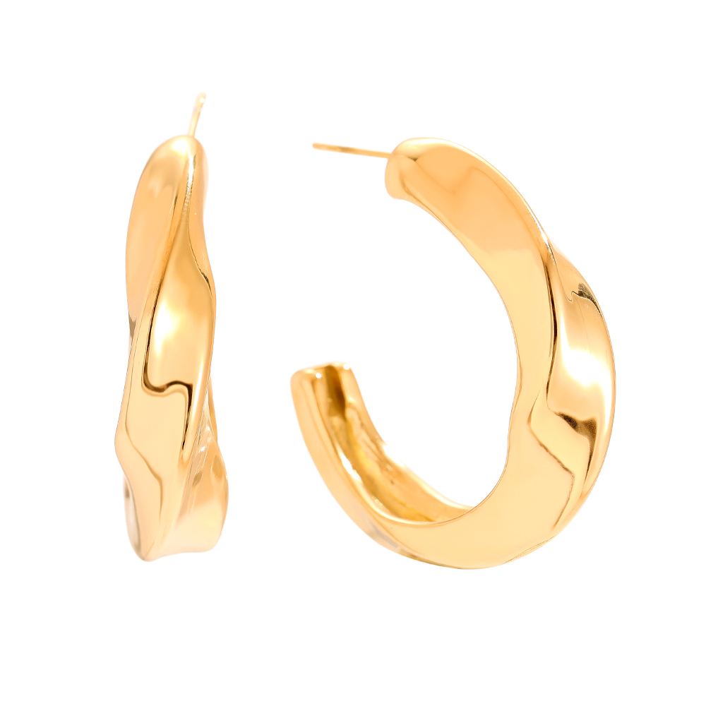 35mm Classic Twist Half Hoop Edelstahl Ohrringe         