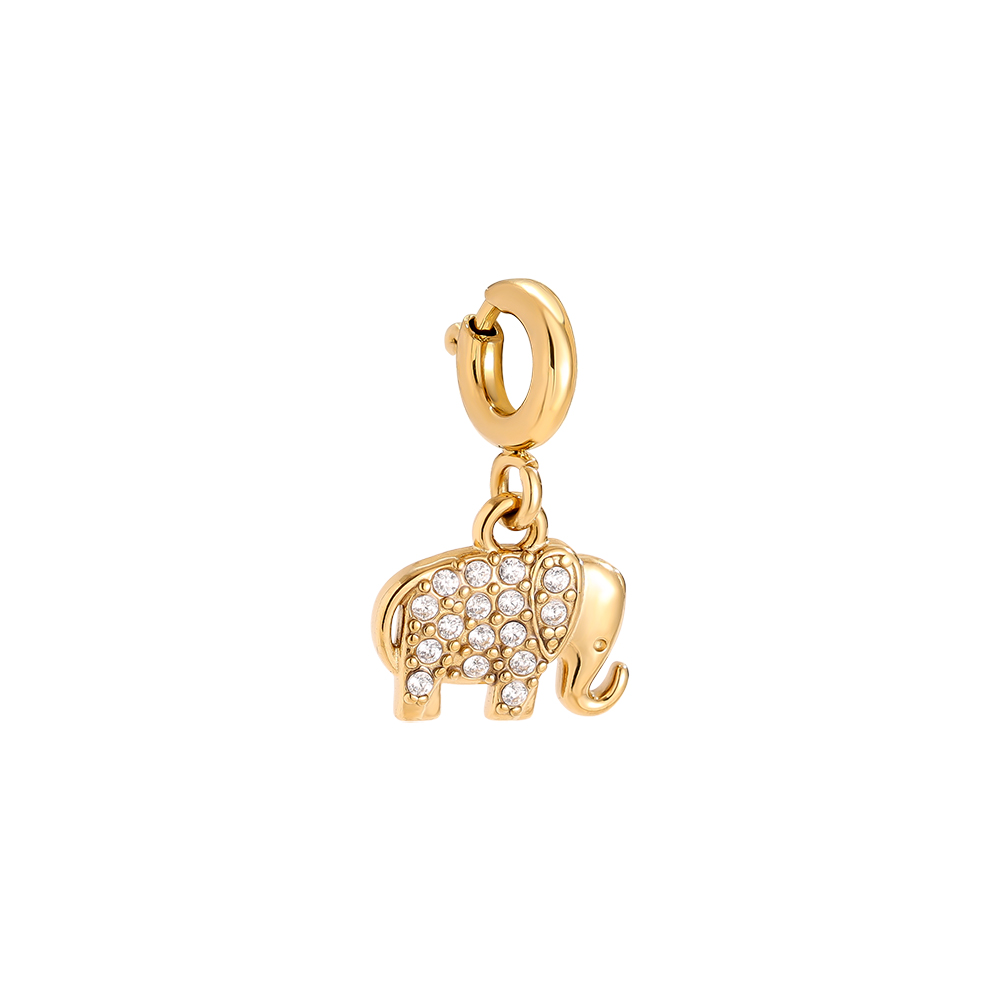15mm Spring Clasp Diamond Elephant Edelstahl Pendant       
