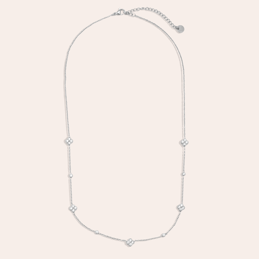 43cm Small Diamond Flower Edelstahl Halskette   