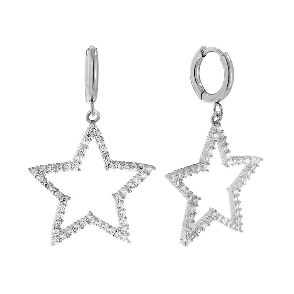40mm Diamond Star Edelstahl Ohrringe