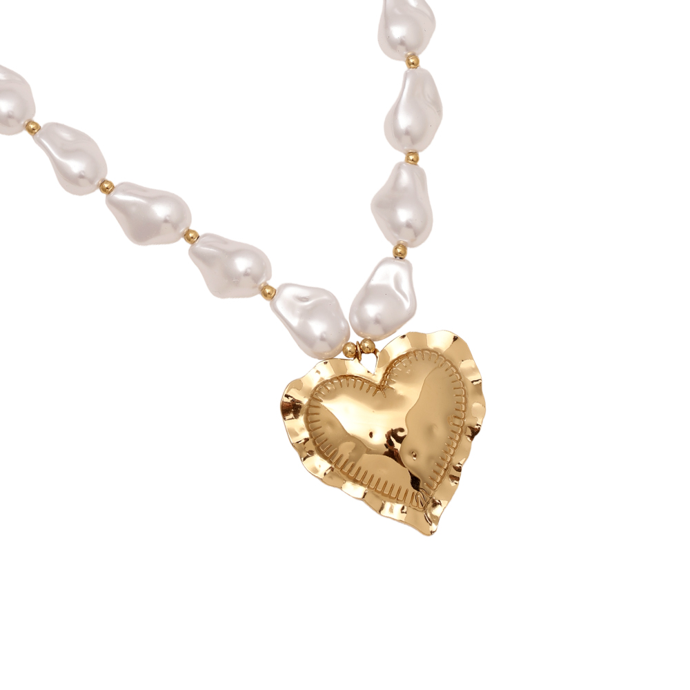 40cm Great Heart In Pearl Chain Edelstahl Halskette      